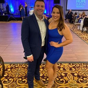 Worn once - flattering cobalt blue dress